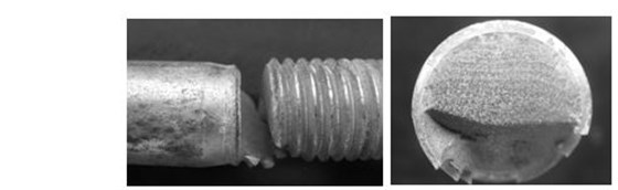 六角頭螺栓疲勞斷裂斷口形貌， 彩鋅螺栓疲勞斷裂斷口形貌