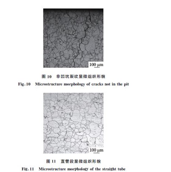 圖10 非凹坑裂紋顯微組織形貌 圖10 非凹坑裂紋顯微組織形貌