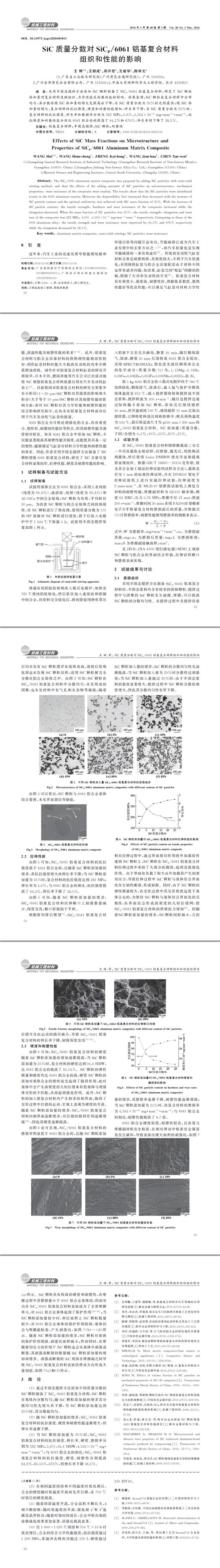 SiC質量分數(shù)對SiCp061鋁基復合材料組織和性能的影響