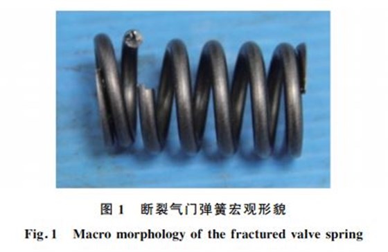 圖1 斷裂氣門彈簧宏觀形貌 圖1 斷裂氣門彈簧宏觀形貌