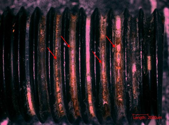 失效螺紋殘件低倍形貌 失效螺紋殘件低倍形貌