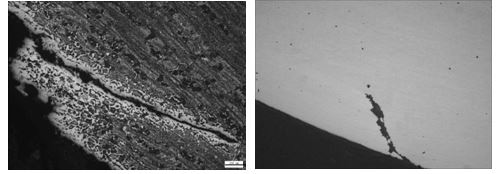 折疊裂紋組織 未腐蝕的折疊裂紋 200&times;