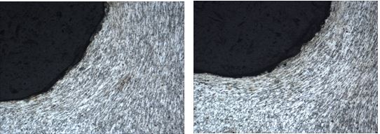 圖14-44 螺栓頭下圓角處無缺陷組織圖14-45 螺栓頭下圓角處無缺陷組織 圖14-44 螺栓頭下圓角處無缺陷組織圖14-45 螺栓頭下圓角處無缺陷組織